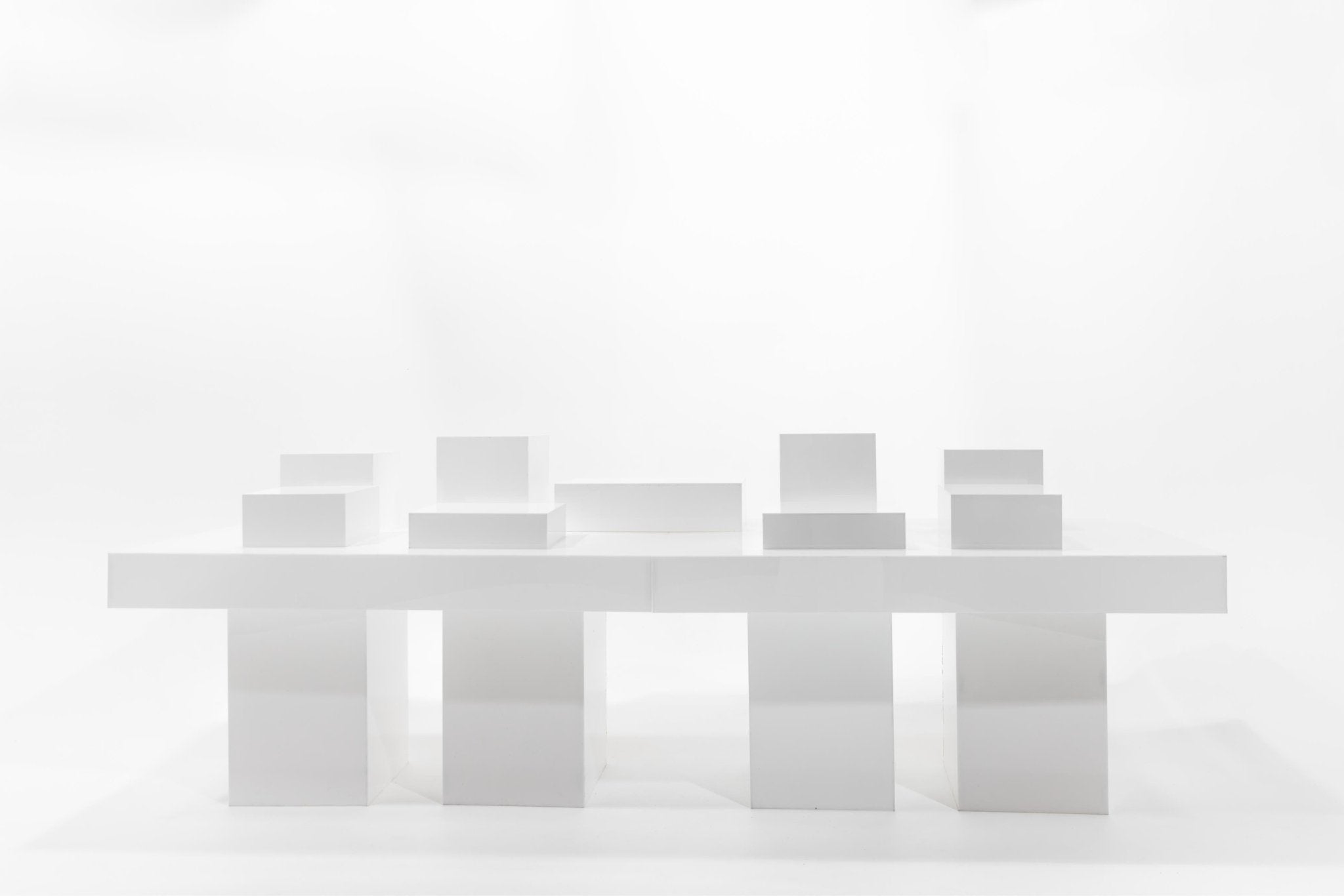 Balance Array — Full-Size 10-Piece Tiered Acrylic Buffet Display System — detail view — Plinths New York