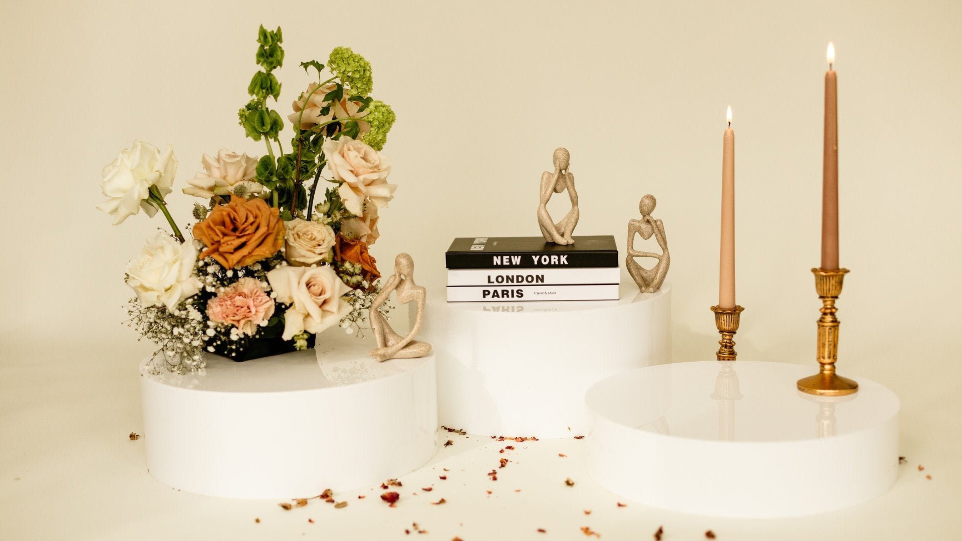 Round Trio Wide — Large-Format Wide Circular Acrylic Display Risers, 3-Piece — Plinths New York